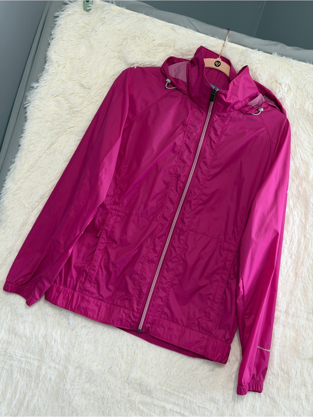 Columbia Womens Rain Jacket Size M Pink Omni Shield Packable Gorpcore Running